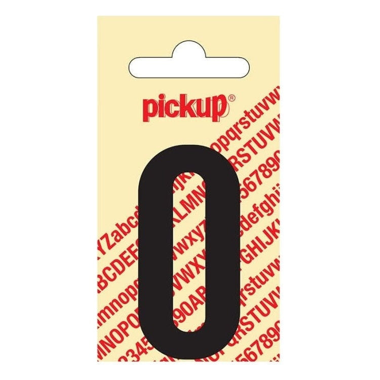 PU-ZW-60mm-O PickUp sticker - Plakletter  O - Nobel - Zwart - 60 mm