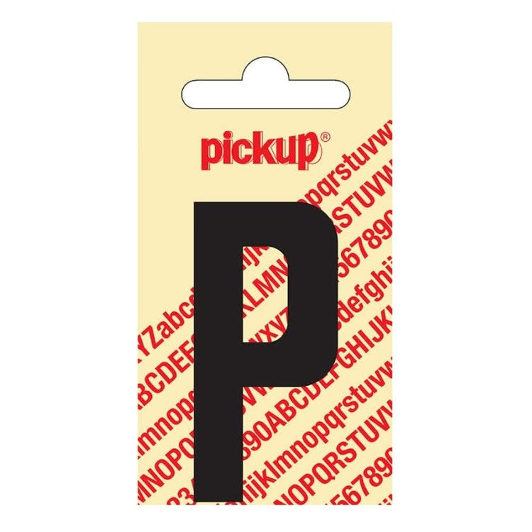 PU-ZW-60mm-P PickUp sticker - Plakletter  P - Nobel - Zwart - 60 mm