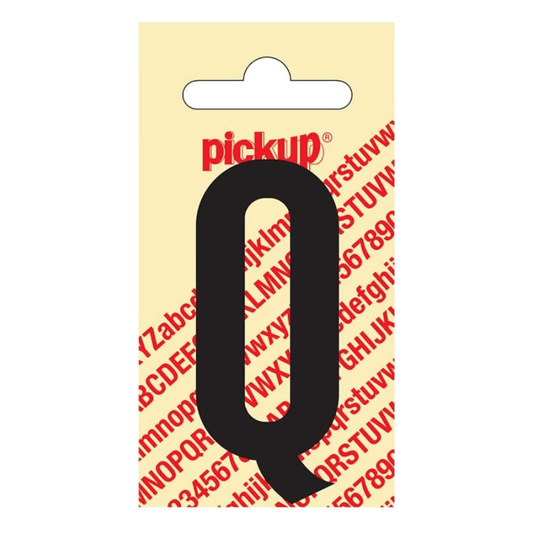 PU-ZW-60mm-Q PickUp sticker - Plakletter  Q - Nobel - Zwart - 60 mm