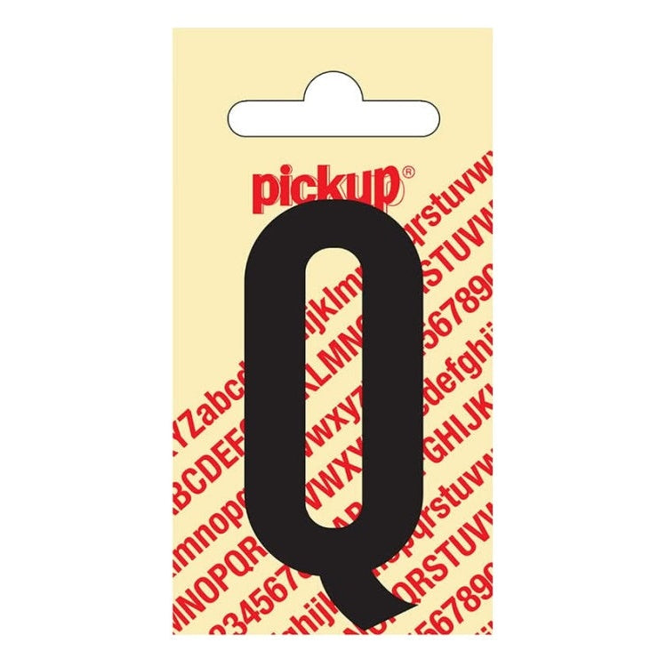 PU-ZW-60mm-Q PickUp sticker - Plakletter  Q - Nobel - Zwart - 60 mm