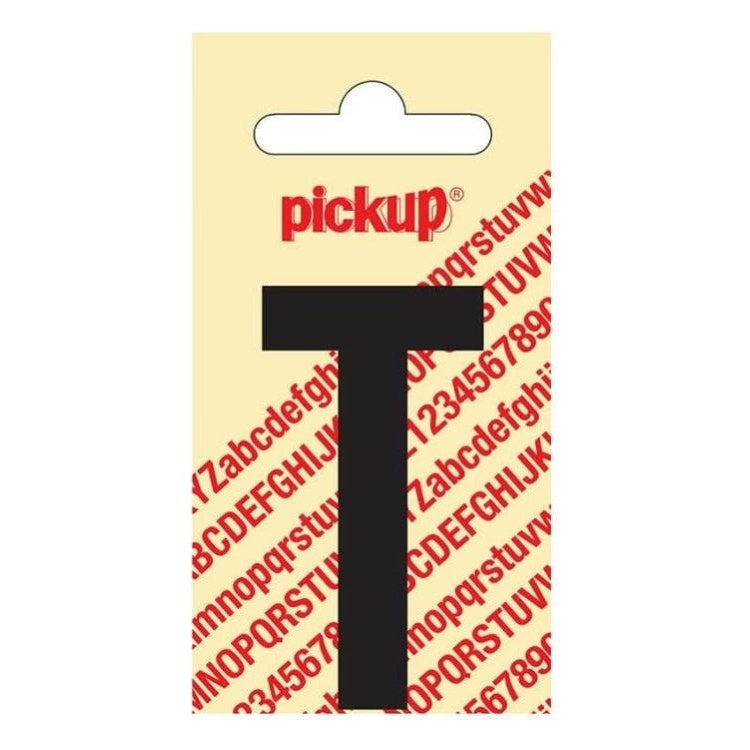 PU-ZW-60mm-T PickUp sticker - Plakletter  T - Nobel - Zwart - 60 mm