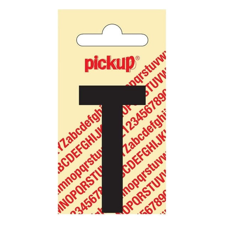 PU-ZW-60mm-T PickUp sticker - Plakletter  T - Nobel - Zwart - 60 mm