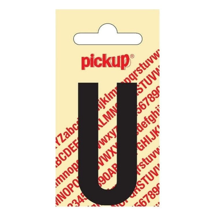 PU-ZW-60mm-U PickUp sticker - Plakletter  U - Nobel - Zwart - 60 mm