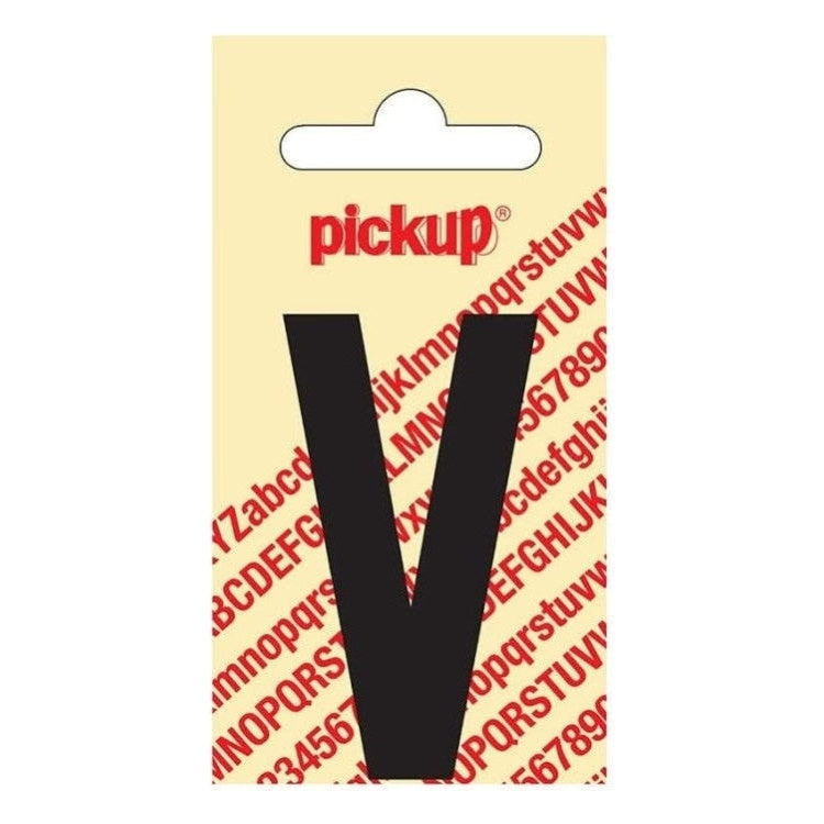 PU-ZW-60mm-V PickUp sticker - Plakletter  V - Nobel - Zwart - 60 mm
