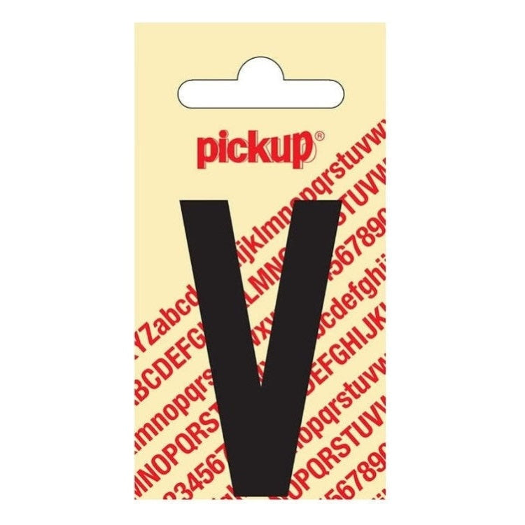PU-ZW-60mm-V PickUp sticker - Plakletter  V - Nobel - Zwart - 60 mm