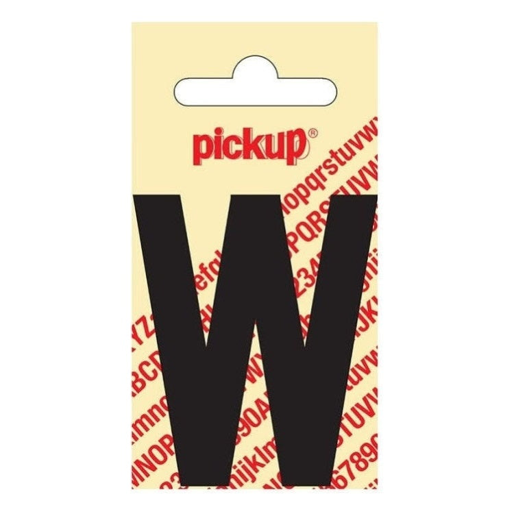 PU-ZW-60mm-W PickUp sticker - Plakletter  W - Nobel - Zwart - 60 mm