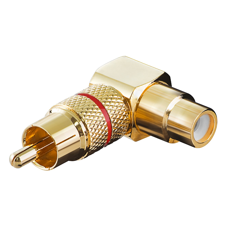 RCA-90-GP-RD Haakse tulp audio adapter - Rood - Verguld