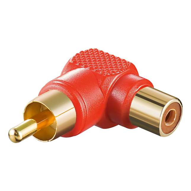 RCA-90-RD Haakse tulp audio adapter - Rood - Verguld