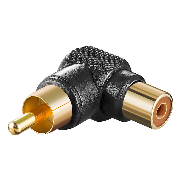 RCA-90-ZW Haakse tulp audio adapter - Zwart - Verguld
