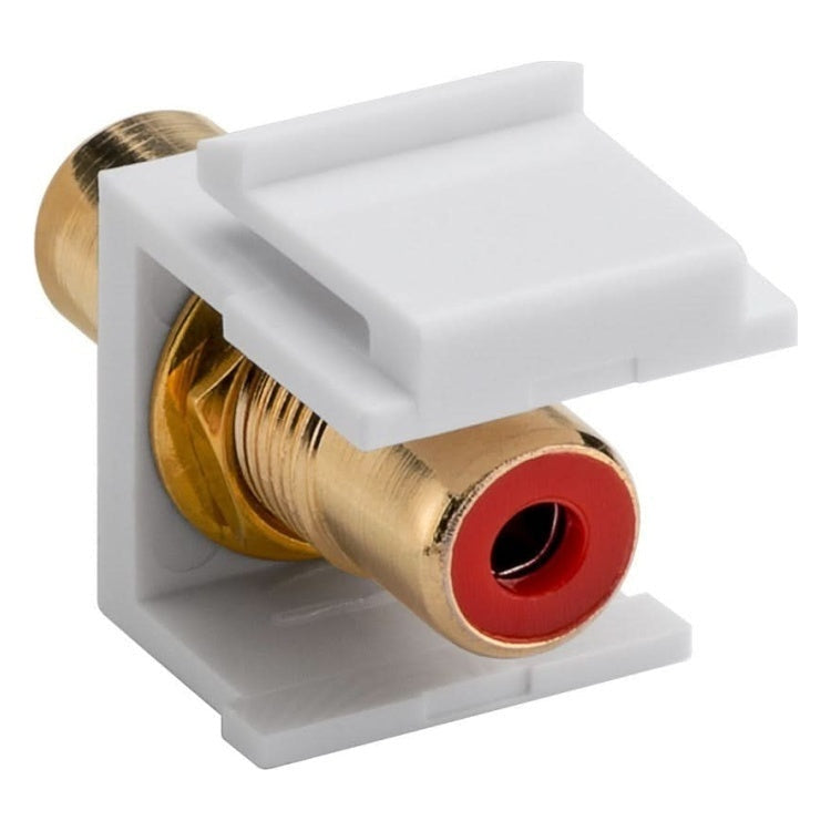 RCA-RD-KS-WT RCA vrouwelijk / Tulp keystone - Rood (rechter kanaal) - Gold-plated - Wit