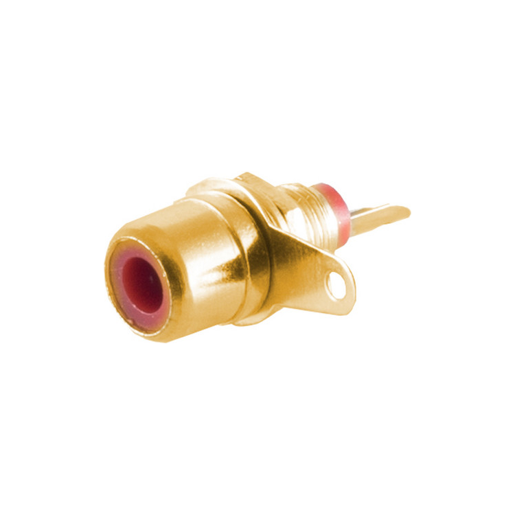 RCA-RD-SDL-G RCA Inbouw connector verguld - Rood