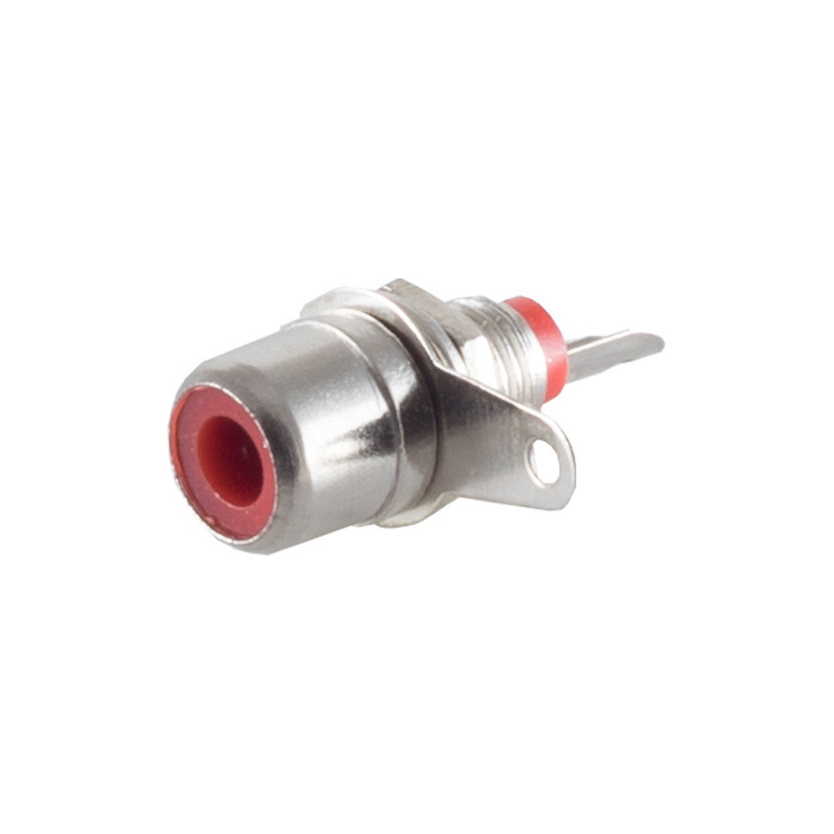 RCA-RD-SDL-NKL RCA Inbouw connector metaal - Rood