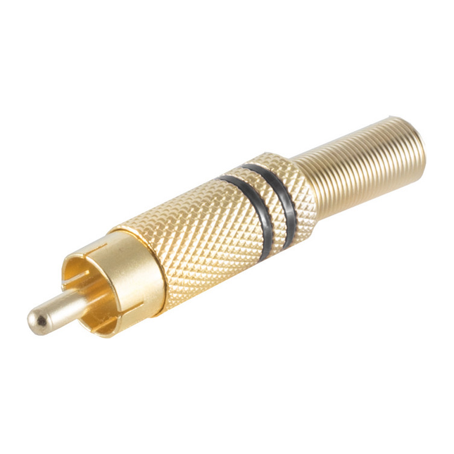 RCA-SDL-GP-ZW Tulp soldeerstekker verguld - Zwart