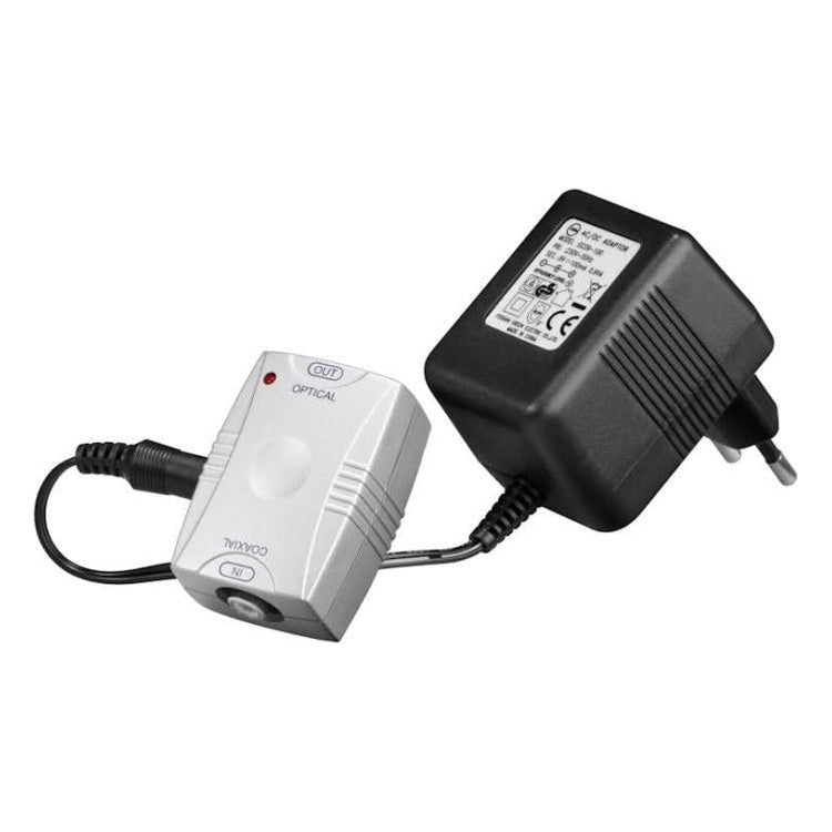 RCA-TOS-CONV Coaxiaal S/PDIF naar Toslink Optisch Converter - Netvoeding - Grijs