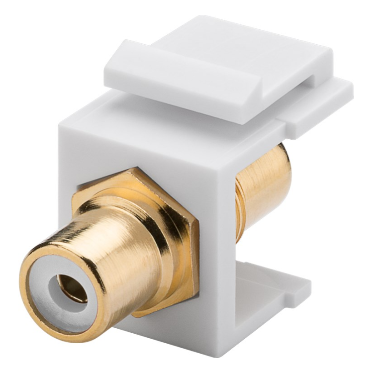 RCA-WT-KS-WT RCA vrouwelijk / Tulp keystone - Wit (linker kanaal) - Gold-plated - Wit
