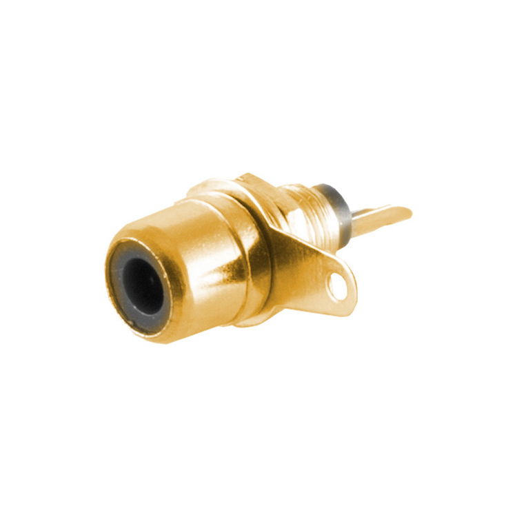 RCA-ZW-SDL-G RCA Inbouw connector verguld - Zwart
