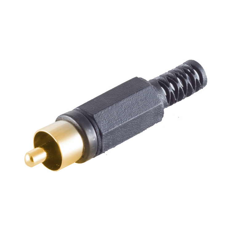 RCS-SDL-ZW-G RCA soldeerstekker verguld - Zwart