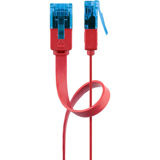 3 meter Cat 6a U/UTP platte netwerkkabel - 100% koper - Rood