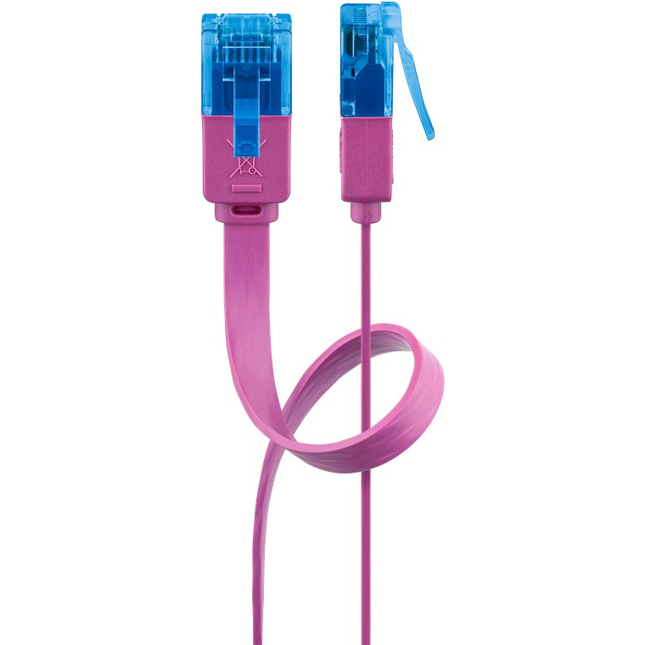 50 cm Cat 6a U/UTP platte netwerkkabel - 100% koper - Roze