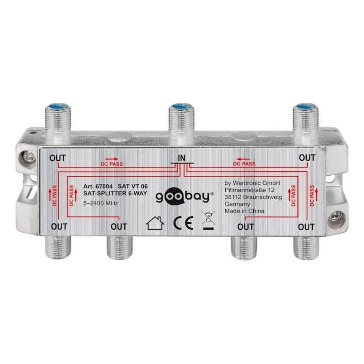 SAT-DST-6 SAT-splitter 6-weg - Zilver
