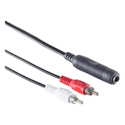 SC-A6.35V-RCA-0.2 6,3 mm Jack (Vrouwelijk) naar 2x RCA (Mannelijk) Audio Adapterkabel - 20 cm - Zwart