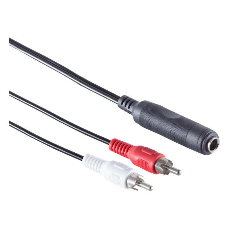 SC-A6.35V-RCA-0.2 6,3 mm Jack (Vrouwelijk) naar 2x RCA (Mannelijk) Audio Adapterkabel - 20 cm - Zwart