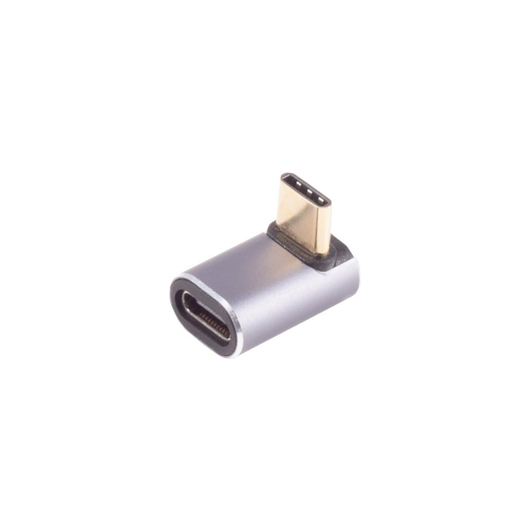 SC-USBS-C-4.0-40g-100w-8 USB-C Haakse Adapter boven/beneden - USB4 - 40 Gbps - 8K @ 60Hz - PD 100W - Metaal