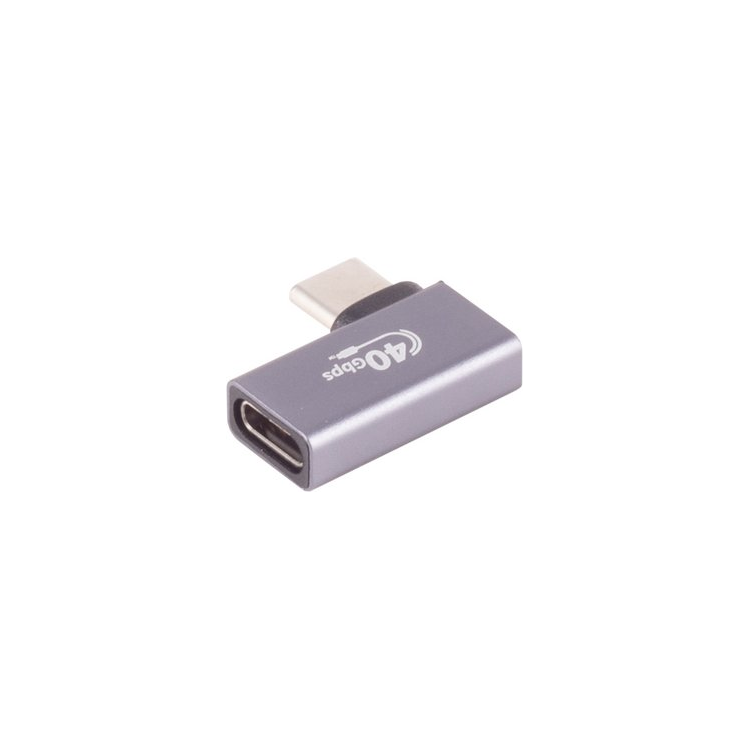 SC-USBS-C-4.0-40g-240w-7 USB-C Haakse Adapter - Links/Rechts - USB4 40 Gbps - PD 240W - 8K 60Hz - Metaal