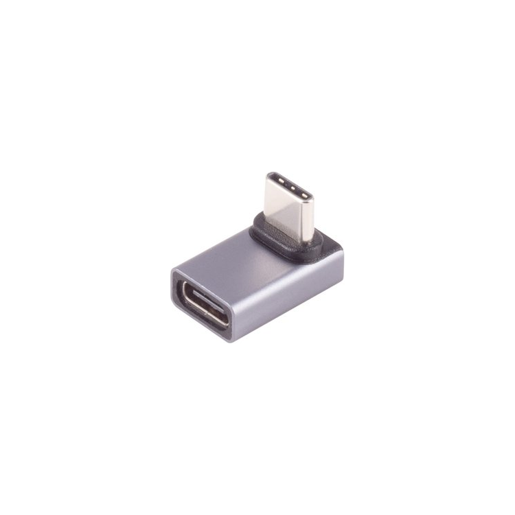 SC-USBS-C-4.0-40g-240w-8 USB-C Haakse Adapter boven/beneden - USB4 40 Gbps - PD 240W - 8K 60Hz - Metaal