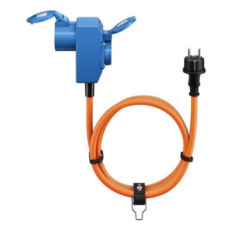 SCH-SP-CEE-1.5 1.5 meter Schuko naar CEE camping stroomkabel - Met extra stopcontact - IP44 waterdicht - 3 x 2.5 mm² koperen kern