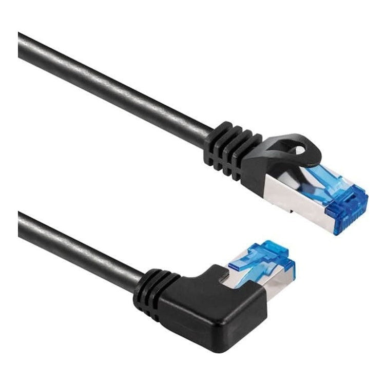 SF-C6AC-HL-1-ZW 1 meter Cat 6a S/FTP (PiMF) netwerkkabel - 100% koper - LSZH - Haaks naar links