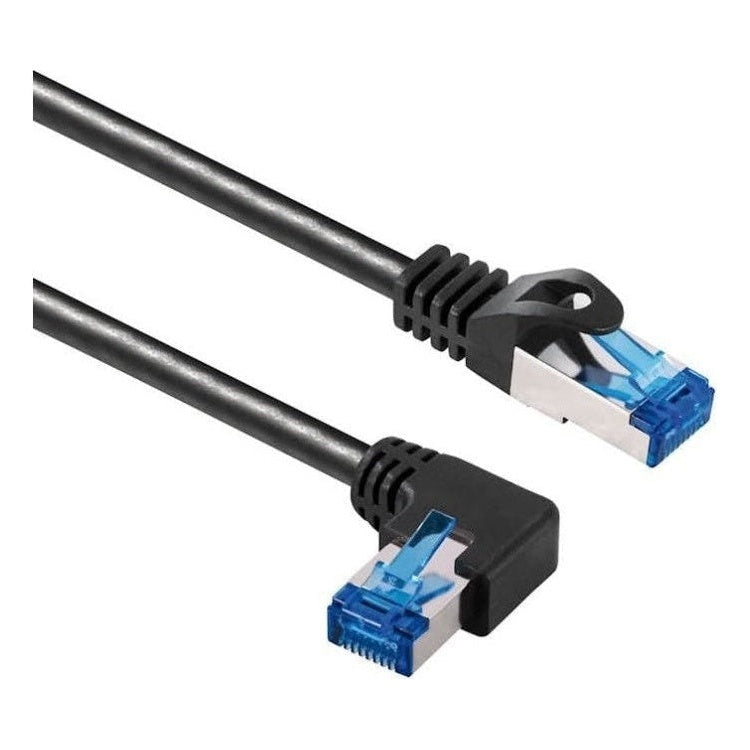 SF-C6AC-HR-0.5-ZW 50 cm Cat 6a S/FTP (PiMF) netwerkkabel - 100% koper - LSZH - Haaks naar rechts