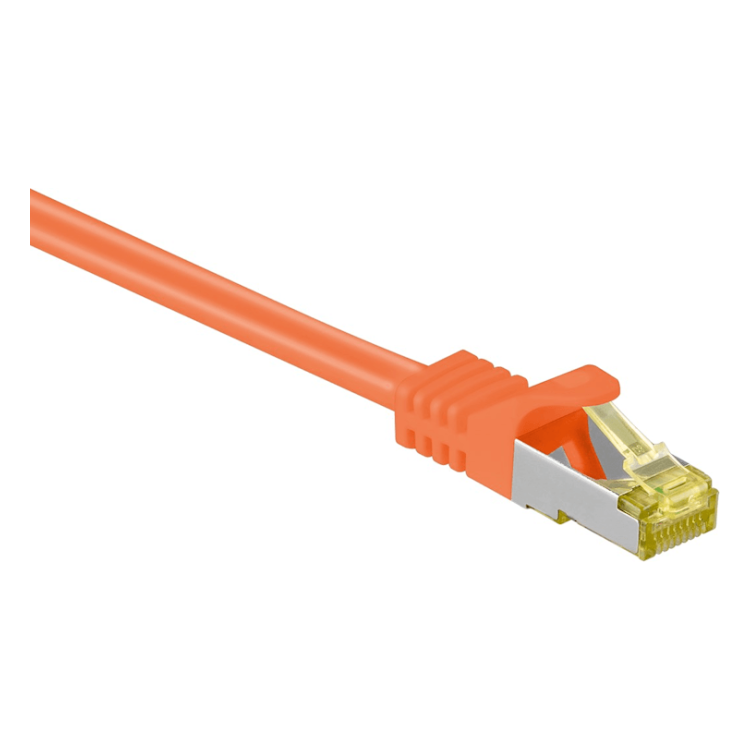 SF-C7C-0.25-OR 25 cm Cat 7 S/FTP (PiMF) netwerkkabel - 100% koper - LSZH - Oranje