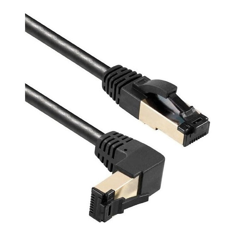 SF-C8C-HD-0.5-ZW 50 cm Cat 8 S/FTP (PiMF) netwerkkabel - 100% koper - LSZH - Haaks naar beneden