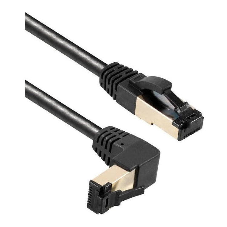 SF-C8C-HD-5-ZW 5 meter Cat 8 S/FTP (PiMF) netwerkkabel - 100% koper - LSZH - Haaks naar beneden