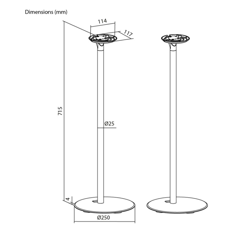 SM-SE1-VL-WT-2x Set van 2 stuks - Vloerstandaard voor Sonos Era 100 - Wit - 71.5 cm