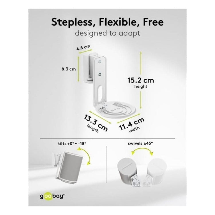 SM-SE1-WT-2x Set van 2 stuks - Muurbeugel voor Sonos Era 100 - Wit - Kantelbaar & draaibaar