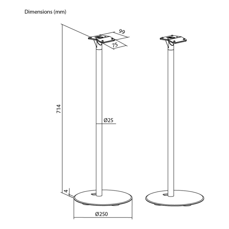 SM-SE3-VL-WT-2x Set van 2 stuks - Vloerstandaard voor Sonos Era 300 - Wit - 71.4 cm