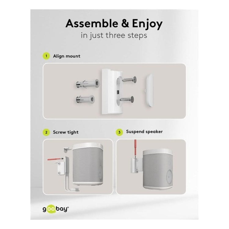 SM-SO-WT-2x Set van 2 stuks - Muurbeugel voor Sonos One / One SL - Wit - Kantelbaar & draaibaar
