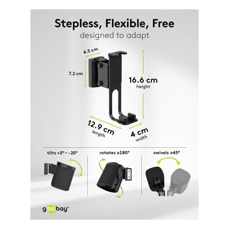 SM-SO-ZW-2x Set van 2 stuks - Muurbeugel voor Sonos One / One SL - Zwart - Kantelbaar & draaibaar