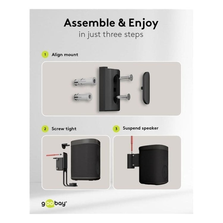 SM-SO-ZW-2x Set van 2 stuks - Muurbeugel voor Sonos One / One SL - Zwart - Kantelbaar & draaibaar
