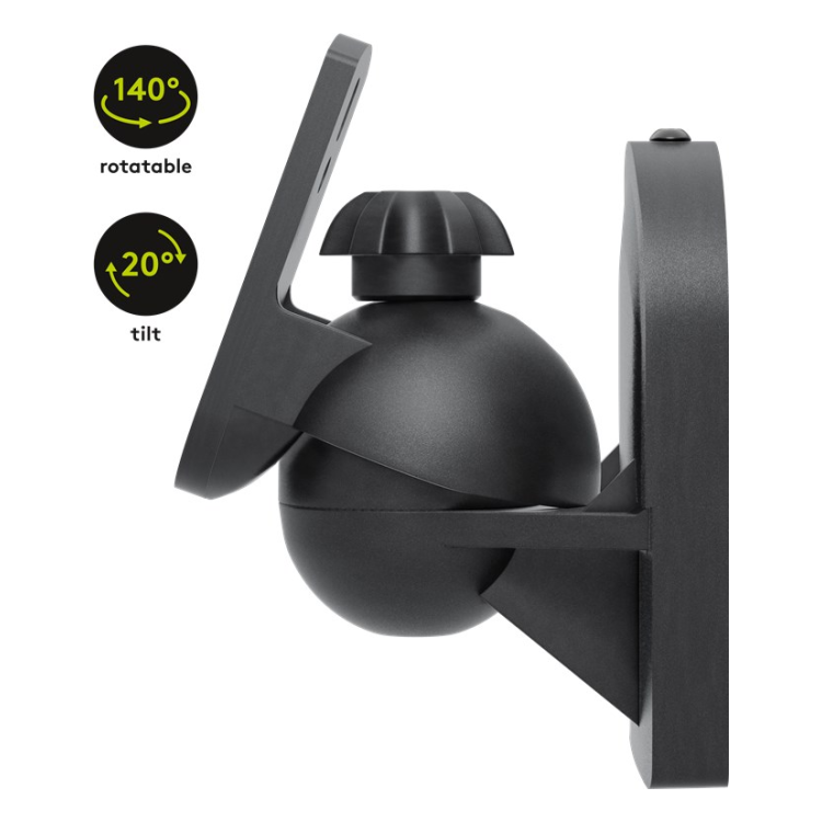 SM-UNI-ZW-2x Set van 2 stuks - Universele muurbeugel voor luidsprekers - Zwart - Kantelbaar & draaibaar