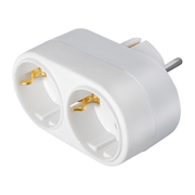 ST-2x stopcontact splitter duo verloop -wit - Horizontaal - Randaarde