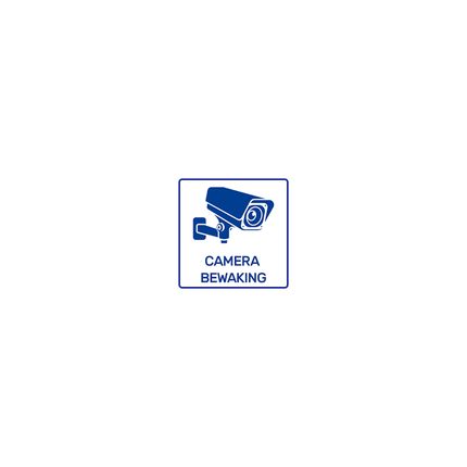 ST1-BI-55 Sticker camerabewaking - Blauw/Wit - 5,5x5,5 cm