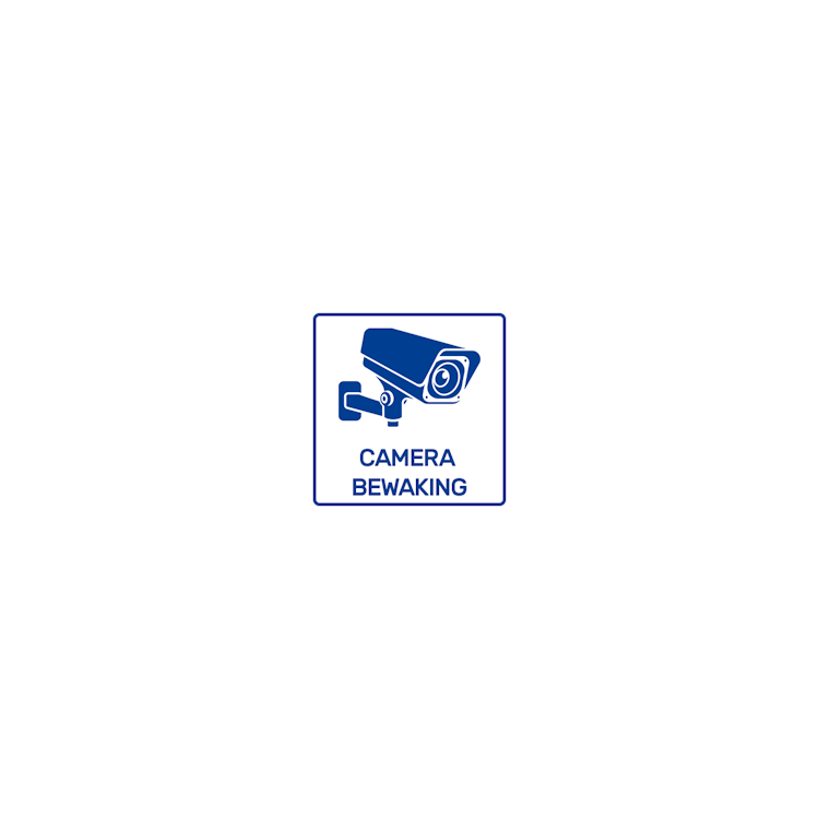 ST1-BI-55 Sticker camerabewaking - Blauw/Wit - 5,5x5,5 cm