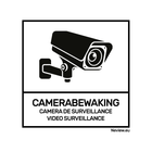 ST1515 Sticker camerabewaking - 3 talen - Zwart/ Wit - 15x15 cm