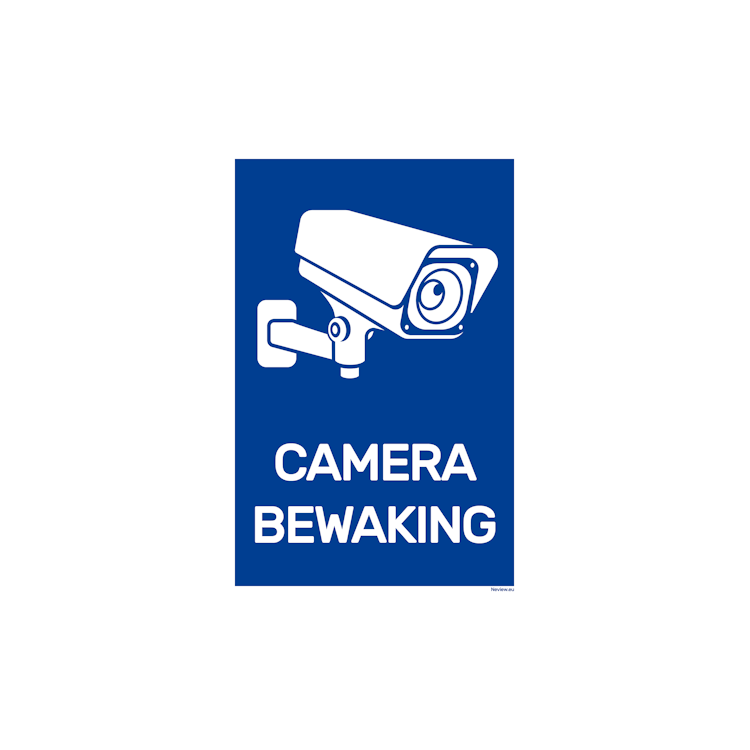 ST2030 Sticker camerabewaking - Blauw/ Wit - 20x30 cm