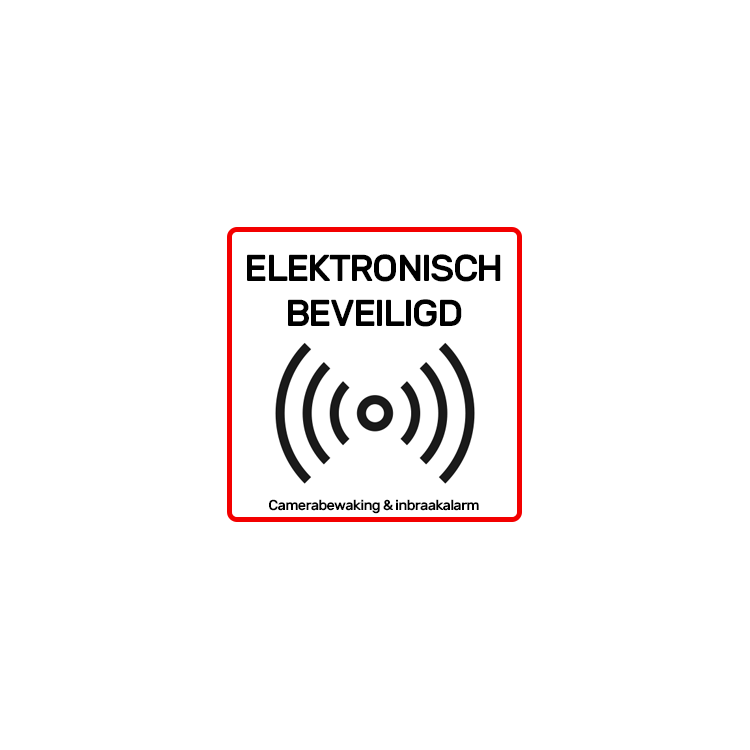 ST4-BU-55 Sticker -  elektronisch beveiligd - camerabewaking en inbraakalarm - 5,5x5,5 cm