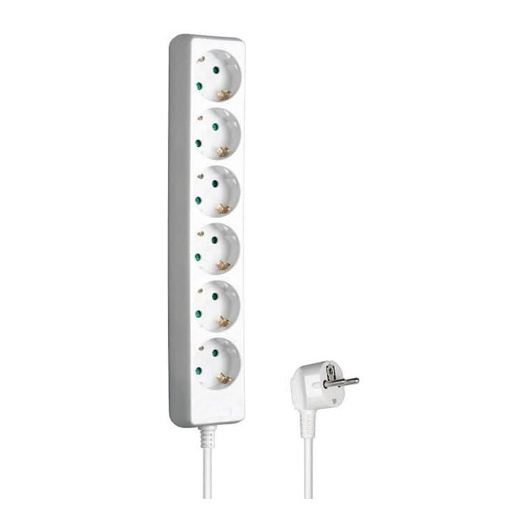 TM-VD-6-5M-WT 5 meter Stekkerdoos met 6 contacten - wit