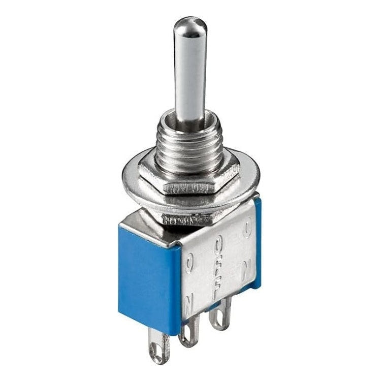 TMLSWAU1 Goobay tuimelschakelaar miniatuur - 3 pinnen - Blauwe behuizing - 3 standen